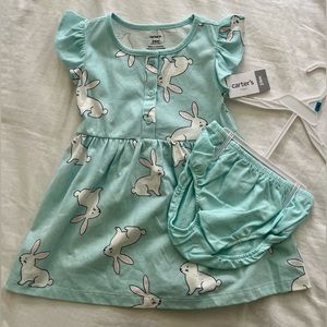 Girl’s Bunny Dress with Bloomers. Carter’s. 24 months. NWT. Blue.